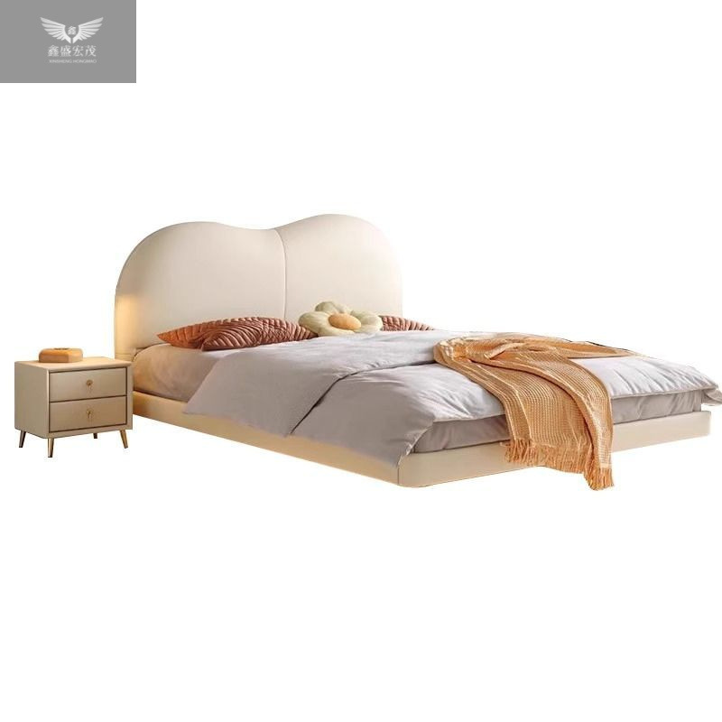 Nubes de cuero suspendido simple crema dormitorio principal moderno doble apartamento pequeño cama doble dormitorio de lujo ligero celebridad de Internet colgando