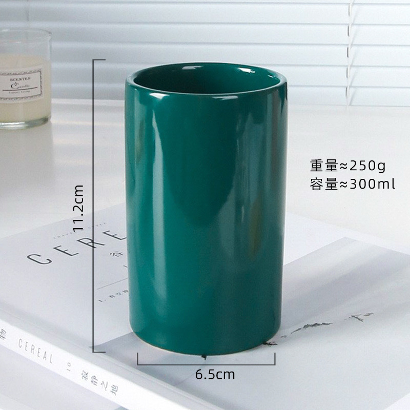 Vaso simple para enjuague bucal, vaso de cerámica, soporte para cepillo de dientes, vaso de agua para parejas, vaso cilíndrico, vaso para enjuague bucal para uso en hoteles y en el hogar