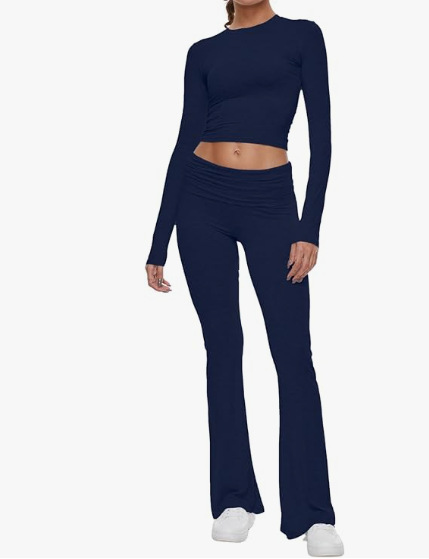 336g Weight Long Sleeve Sleeve Length Spandex, Polyester Fabric Type Pant Co-ord Set Sets Type 2 Pieces Set Quantity Holiday, Daily Occasion Round Neck Neckline Slim Fit Type Solid Color Pattern Summer, Spring Season Women's Gender Streetwear Style Holiday Daily Women's Streetwear Solid Color Spandex Polyester Pant Co-ord Set Pants Sets 4