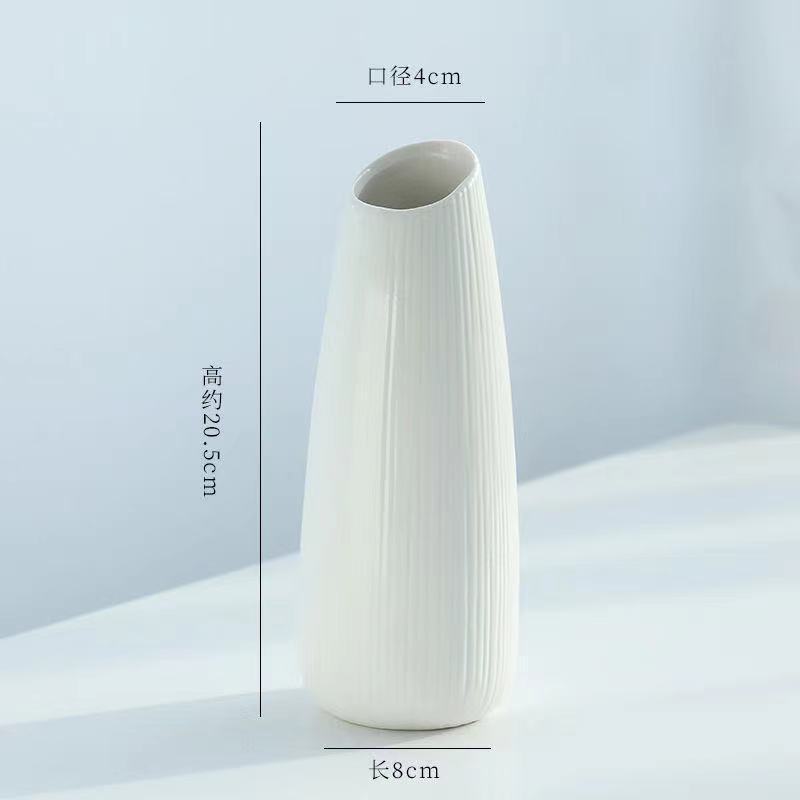 なめらかな陶磁器の白い花瓶の水養北欧の現代的なアイデアの家庭の客間の食卓の乾いた花の生け花の装飾の置物|undefined