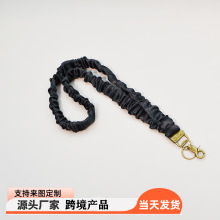 亚马逊跨境 钥匙扣大肠弹性涤纶褶皱印花挂环扣工作证手机挂绳链