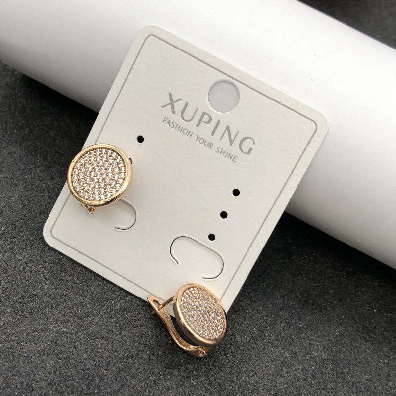 Pendientes de aro Xuping transfronterizos rusos de 18k con incrustaciones de diamantes, joyería de lujo ligero de alta gama al por mayor para mujer. image 69