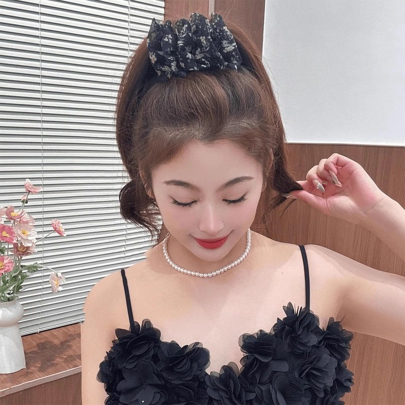云朵泡泡网纱碎花丸子头抓夹发饰2025新款高级感后脑勺头发发夹女|undefined