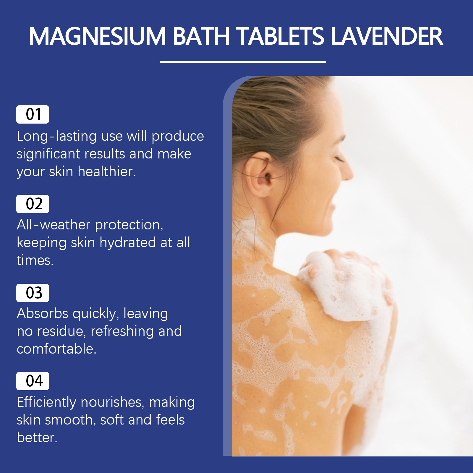 Levandų eterinio aliejaus ir magnio vonios tabletės, drėkinančios ir drėkinančios, valončios kūno odą, gaivinančios ir kvepiančios_voghion.com