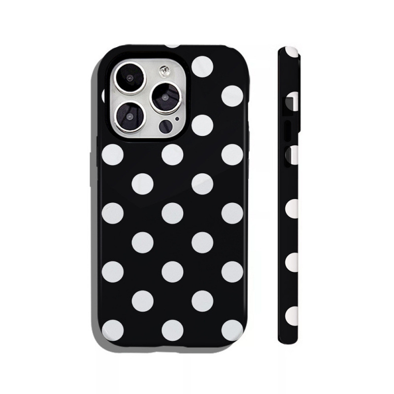 Cross-Border Pod Black and White Spots European and American Style Apple 16P Magnetic Suction Fine Hole Protective Cover All-Inclusive Large Hole Mobile Phone Case Film