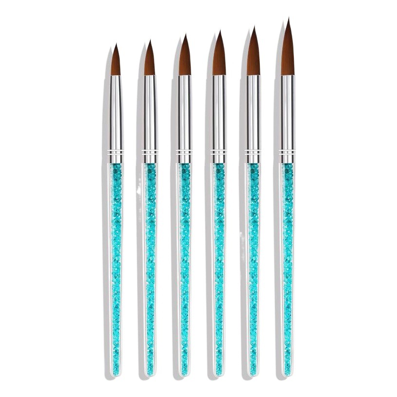 Cross-border especial 6 piezas con diamante de uñas de cristal de la pluma de cristal de uñas especial azul diamante tallado pintura pluma 6 piezas traje