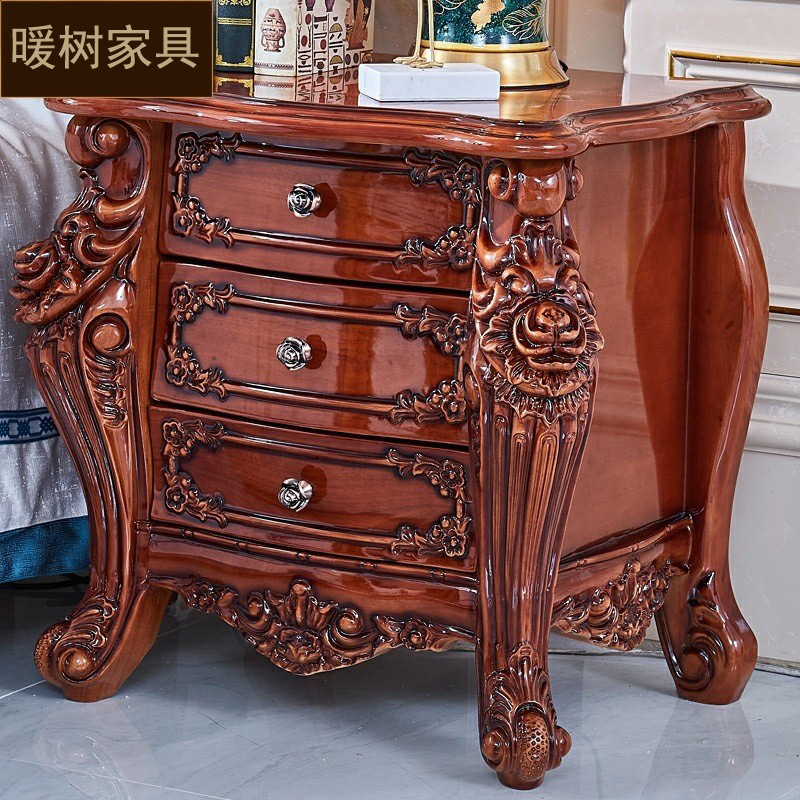European -style bedside cabinet American luxury antique -colored…