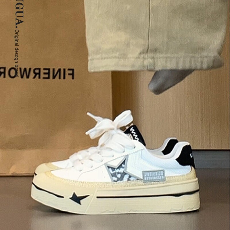 In-Stock 4cm Height-Increasing Color-Blocked Vintage-Style Thick-Soled Casual Shoes 2026 Spring New Star Sneakers Distressed Shoes for Women In-Stock 4cm Height-Increasing Color-Blocked Vintage-Style Thick-Soled Casual Shoes 2026 Spring New Star Sneakers Distressed Shoes for Women
