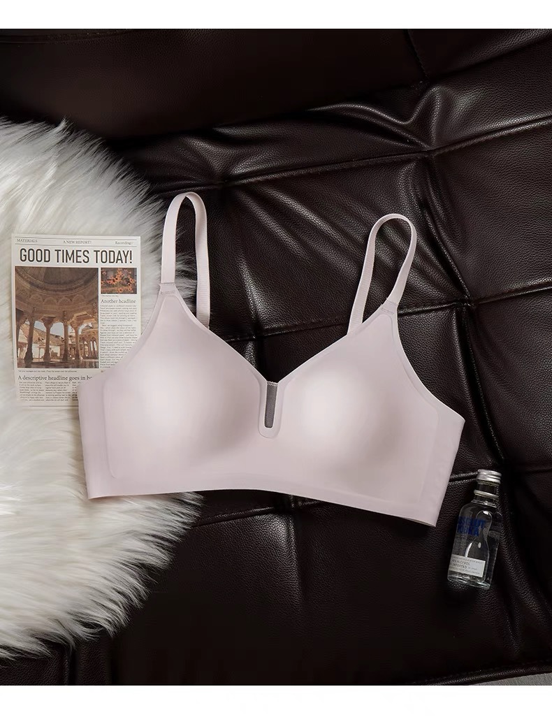 Sin costuras, cómodo, transpirable, sección delgada, recogida lateral, soporte superior, leche antideslizante, ropa interior antiflacidez, sujetador de texto para niña