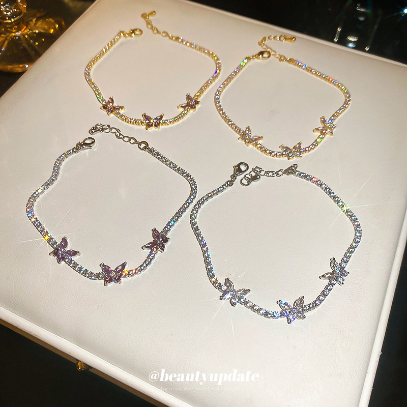 Pulsera de flores de lujo ligero de circón súper flash Pulsera de temperamento de moda de nicho Sentido de alta gama ins joyería personalizada al por mayor femenina