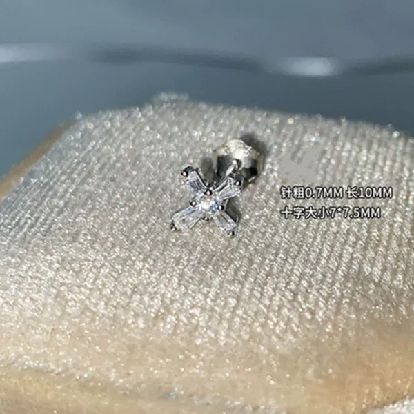 Cross zircon earrings [single]