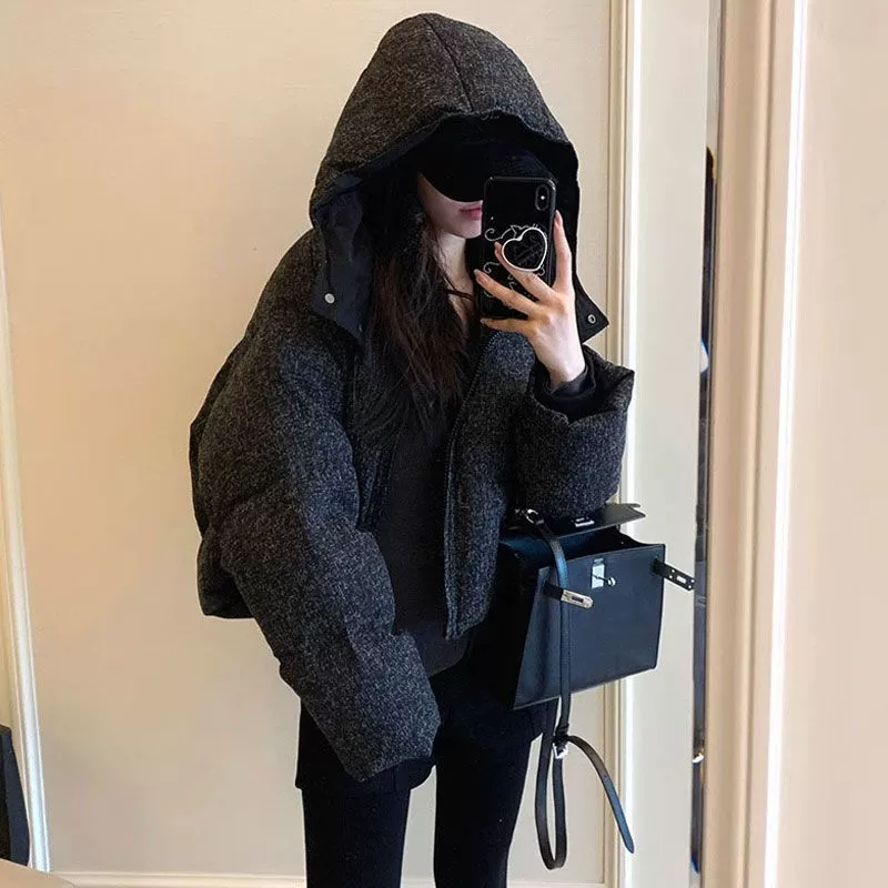 Женский пуховик с капюшоном, в стиле Chanel, вестерн-стиль, коллекция 2023, высокого качества