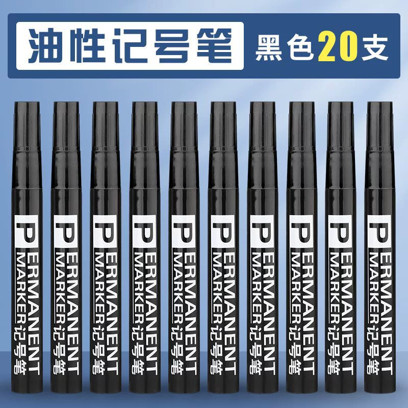 Blue marker, black rollerball pen