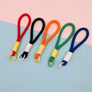 New Simple Color Matching Mobile Phone Lanyard Doll Card Holder Boarding Pass School Bag Keychain Anti-Lost Wrist Rope Mobile Phone Chain