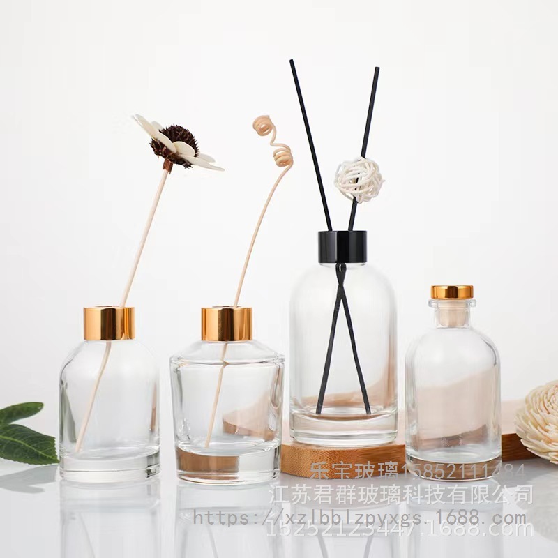 Homemade Fireless Inverted Cone Aromatherapy Bottle Aromatherapy Empty Bottle Rattan Volatile Oblique Shoulder Glass Essential Oil Bottle Fragrance Repackaging Empty Bottle