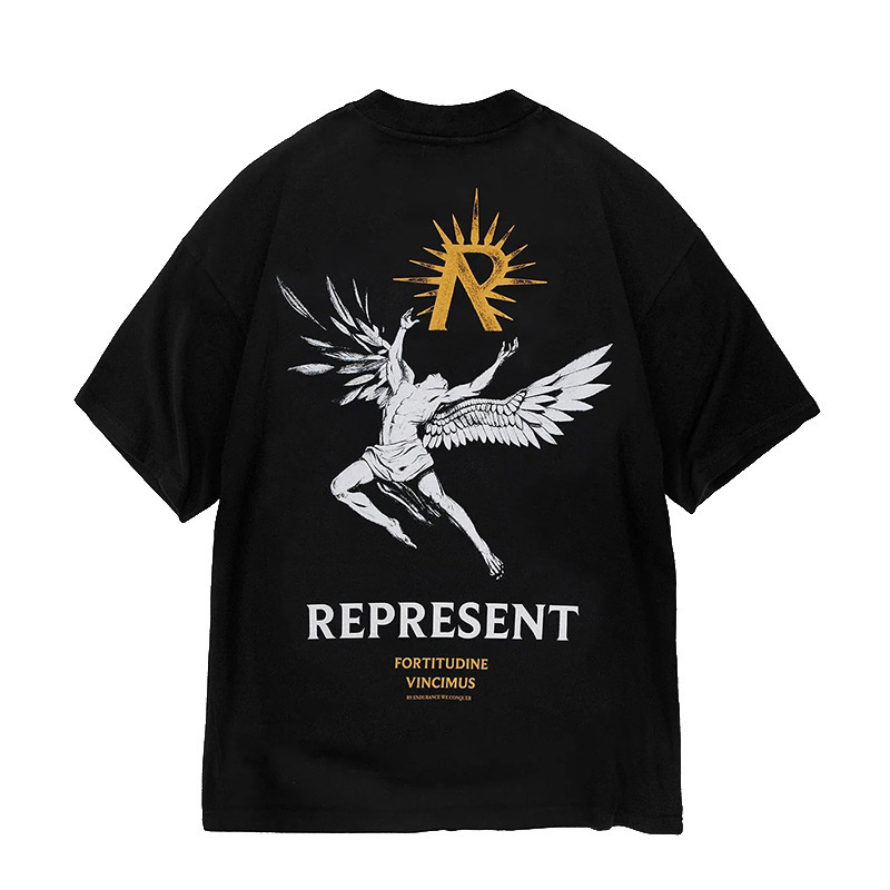 Represrep杜賓犬水洗いして古いアメリカのファッションブランドのヴィンテージのレトロなサメの半袖のtシャツの男をします。|undefined