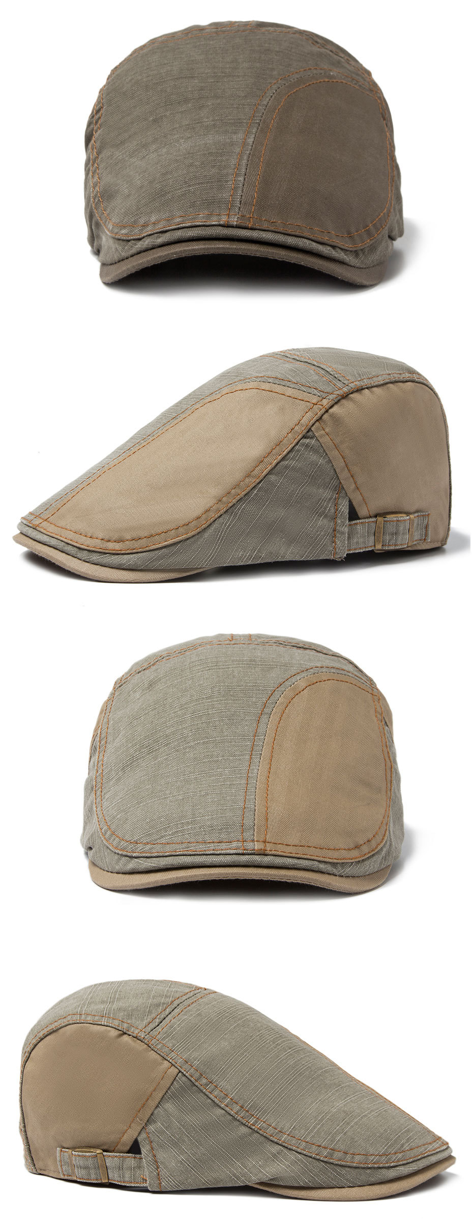 Baumwoll-Patchwork-Baskenmütze für Herren, vorne, Entenschnabel, britischer, lässiger Sonnenschutzhut, trendig für Damen_voghion.com