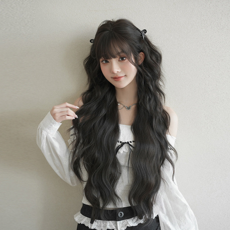 Wig for women with super long curly hair 2026 new cross-border bangs…