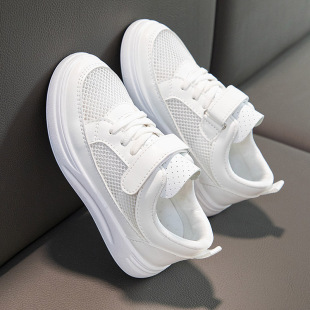 Children's White Shoes Boys and Girls Board Shoes Summer New Ins Student Mesh Shoes Breathable Soft Sole Boys Sports Children's Shoes