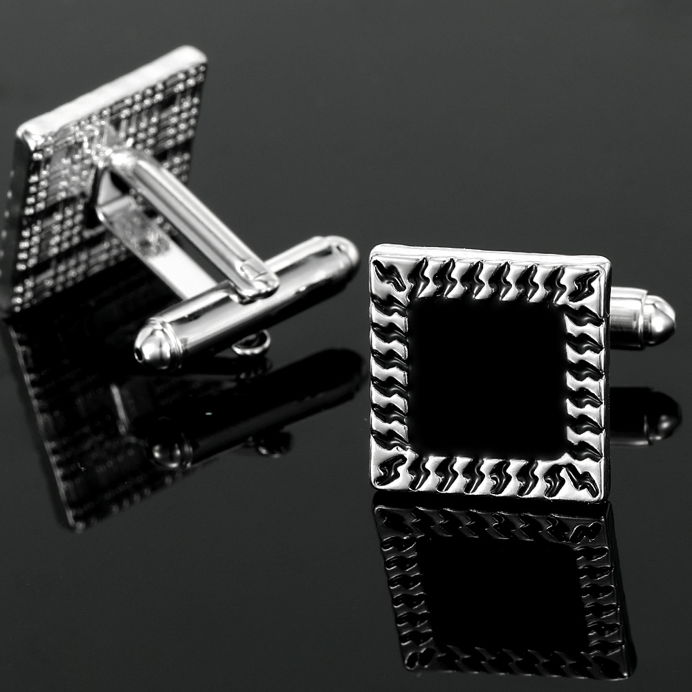 diamond studded square French metal cufflinks for men's business shirt cuff nails source factory spot_voghion.com