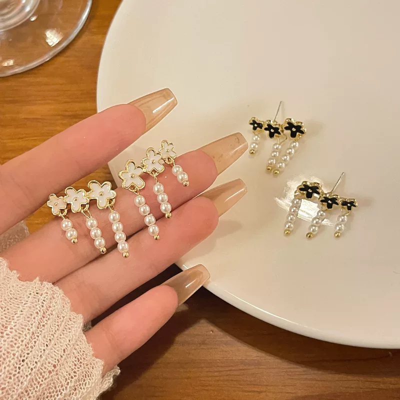 Серебряная игла, цветок с кисточками, серьги из жемчуга, образец серебра 925, высококлассные, цветочные мотивы