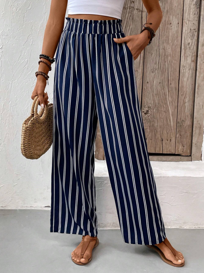 Women's Casual Holiday Daily Simple Style Stripe Full Length Printing Stripe Casual Pants display picture 4