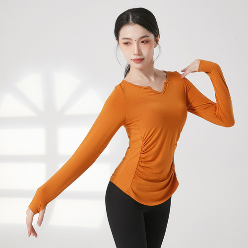 Dance practice clothes, women's yoga clothes, sports long-sleeved tops, Pilates training clothes, running blouses, autumn and winter