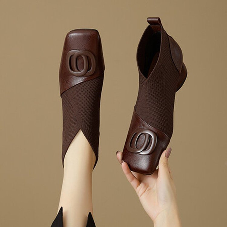 French Retro Square-Toe V-Cut Single Shoes for Women, 2025 Autumn New Versatile Square Buckle Chunky Heel Small Leather Shoes Temu Dropshipping