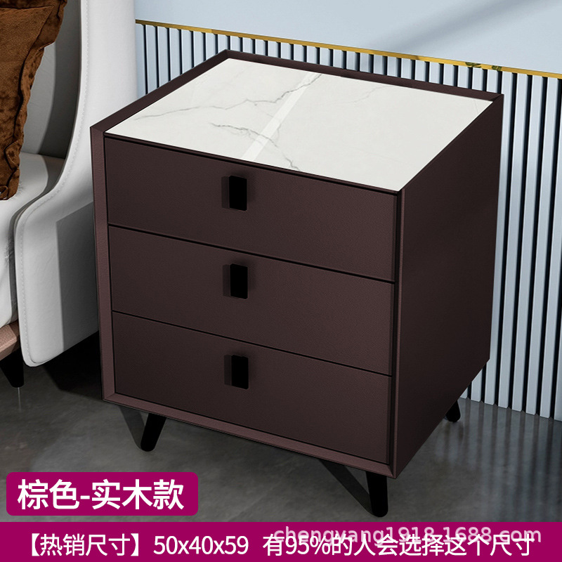 Mesita de noche madera maciza Placa de roca simple moderno Internet celebridad dormitorio mesita de noche protección del medio ambiente todo partido gabinete de almacenamiento mesita de noche