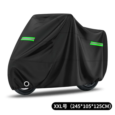 Protection and Dustproof Motorcycle Car Cover – Car clothing - 190t-black-xxl-code-green-reflective-strips