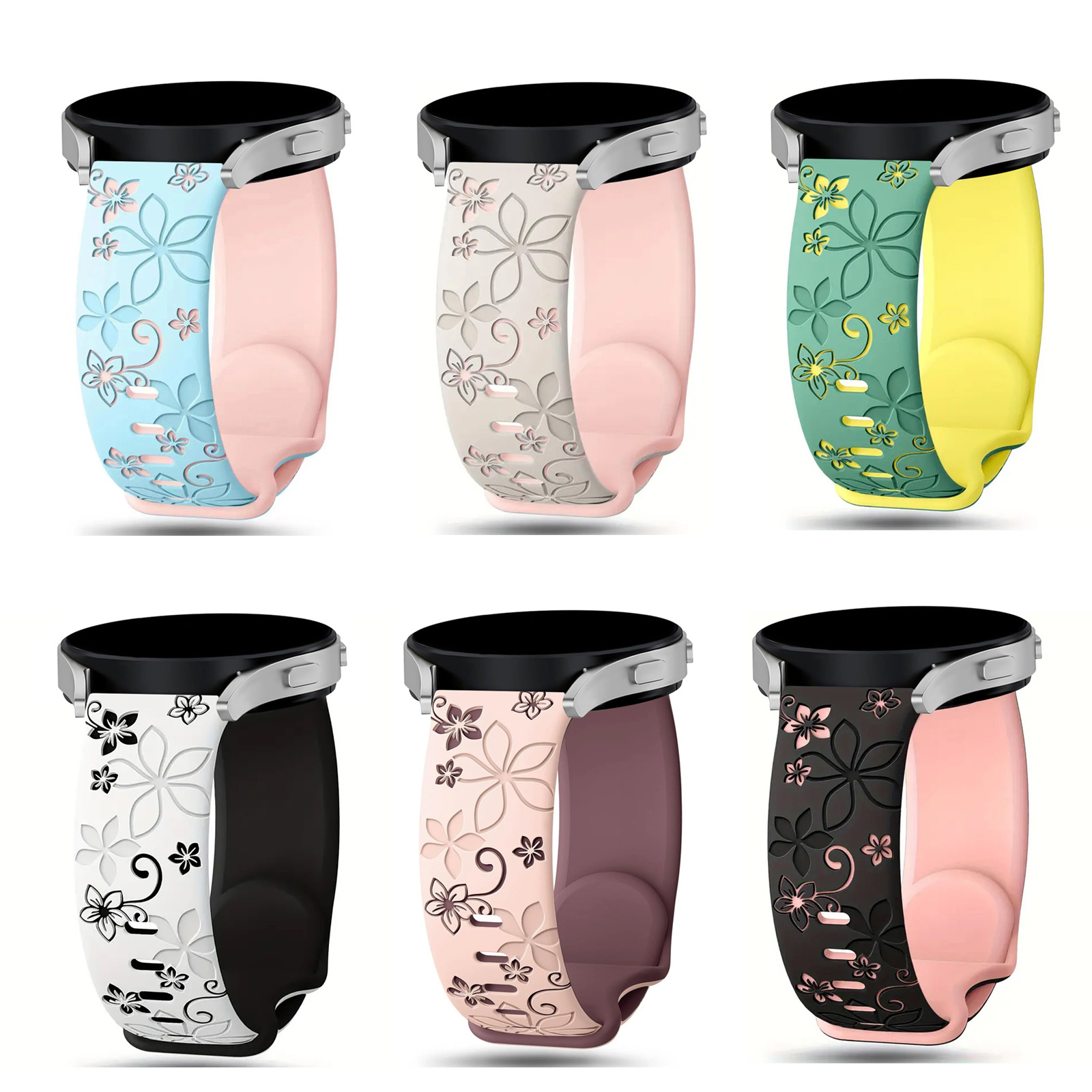 For Samsung Huawei Galaxy Watch 5 Watch 6 Bauhinia Laser Carved Silicone Strap Stereo Carving