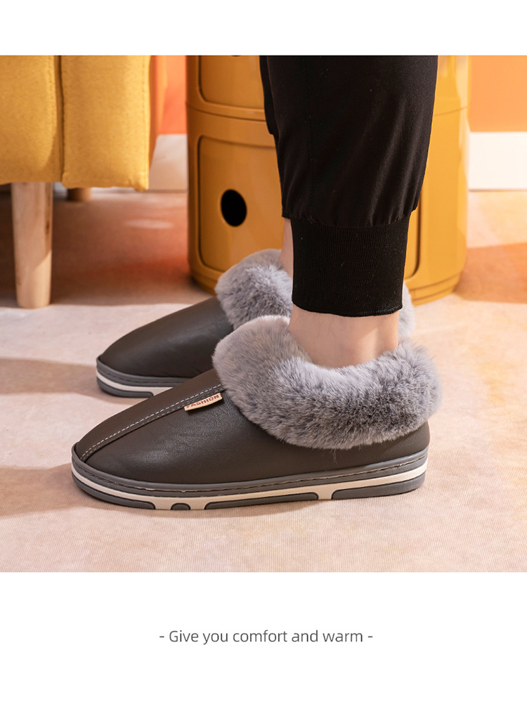 Papuci noi din bumbac PU, pachet complet, cu talpă groasă antiderapantă pentru bărbați și femei, pentru uz casnic, pentru interior_voghion.com