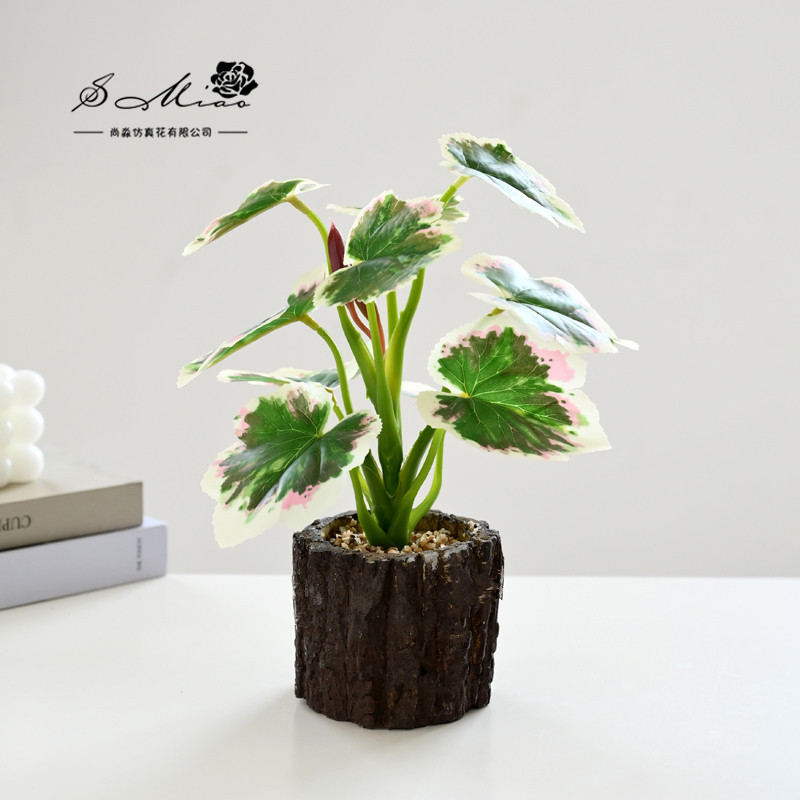 Bonsái de Planta Verde Artificial de Tela para Decoración de Interiores