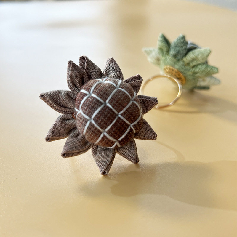 Titular de la aguja de girasol hecho a mano DIY bordado paquete de material de doble uso Lu bordado patchwork broche joyería novato bolsa de costura