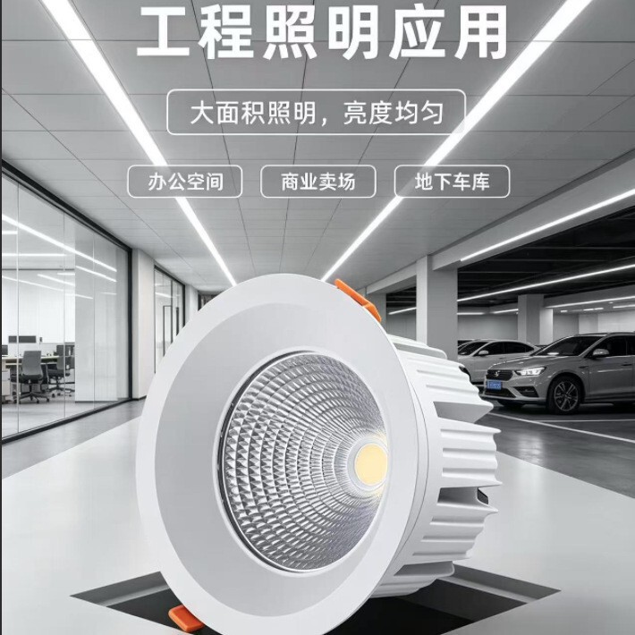 Commercial high-rise theater engineering lighting embedded downlights spotlights 30W50W80W100W 6inch 8inch high power Commercial high-rise theater engineering lighting embedded downlights spotlights 30W50W80W100W 6inch 8inch high power