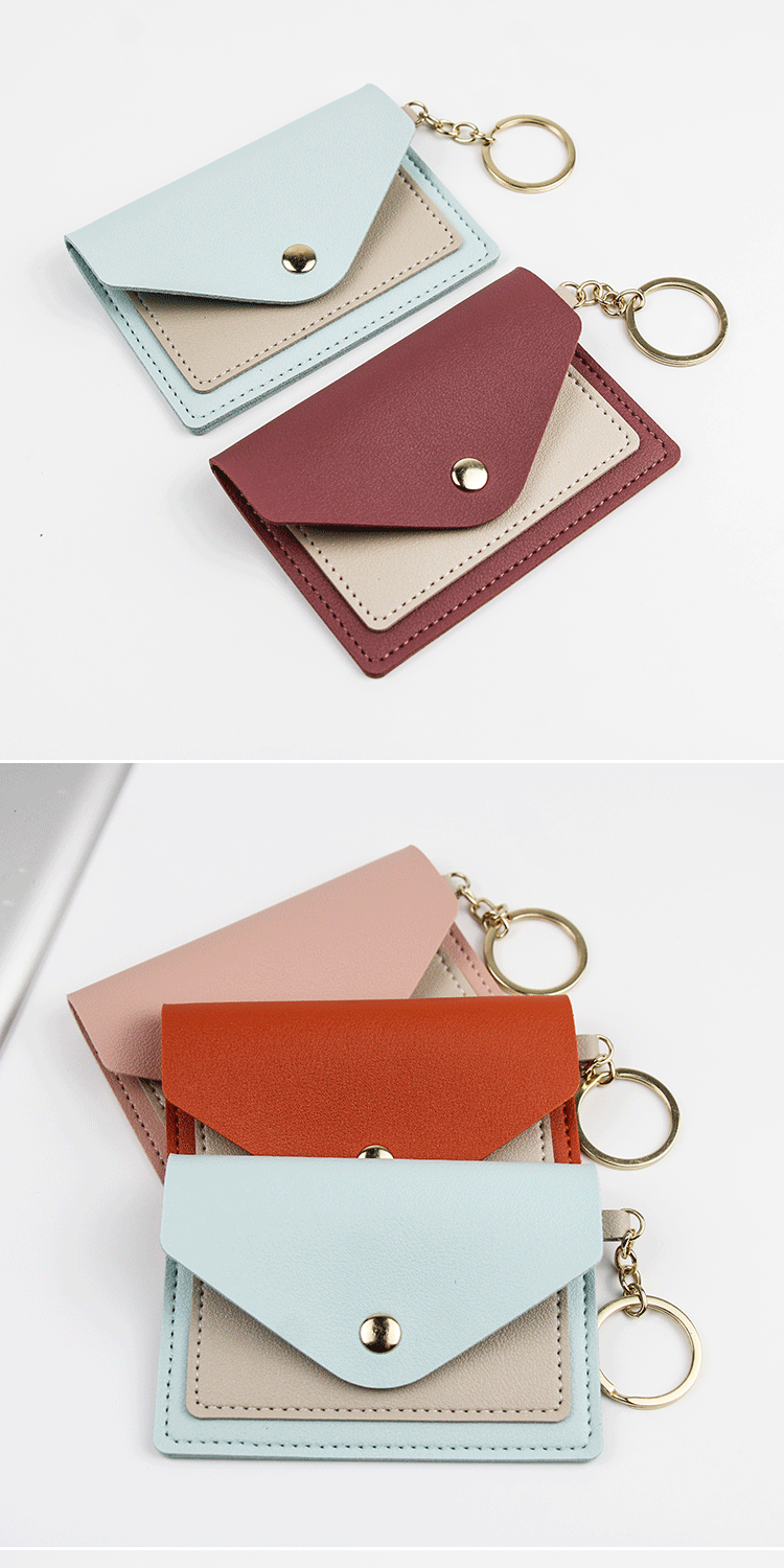 Women's All Seasons Pu Leather Color Block Cute Square Flip Cover Card Holder display picture 2
