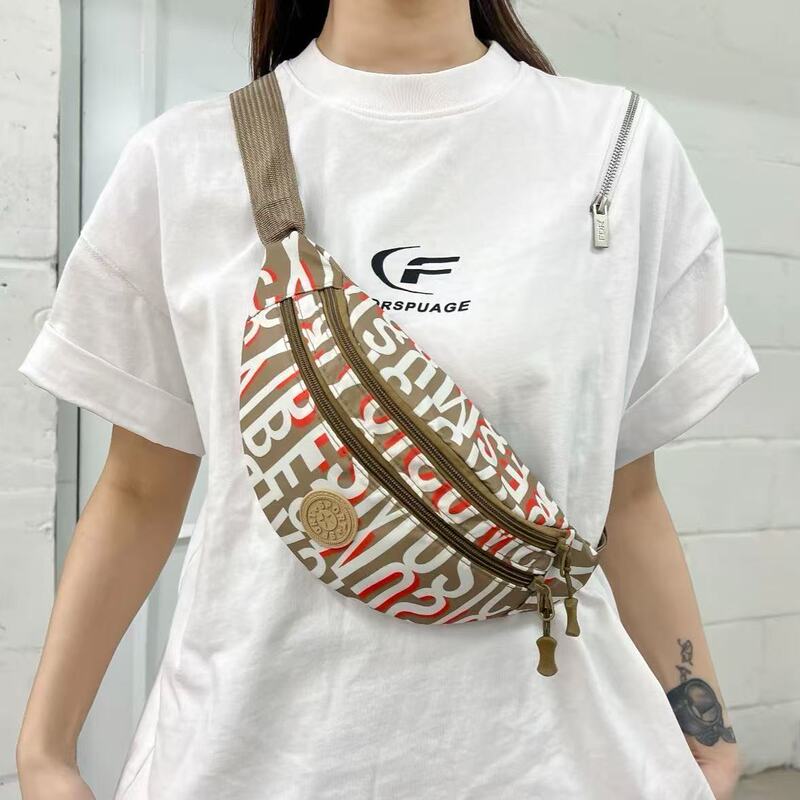 新しいシンプルでファッショナブルなクロスボディバッグ、ファッショナブルな小さなショルダーバッグ、男性と女性のアウトドアショルダーバッグ、トレンディな軽量プリントウエストバッグ|undefined