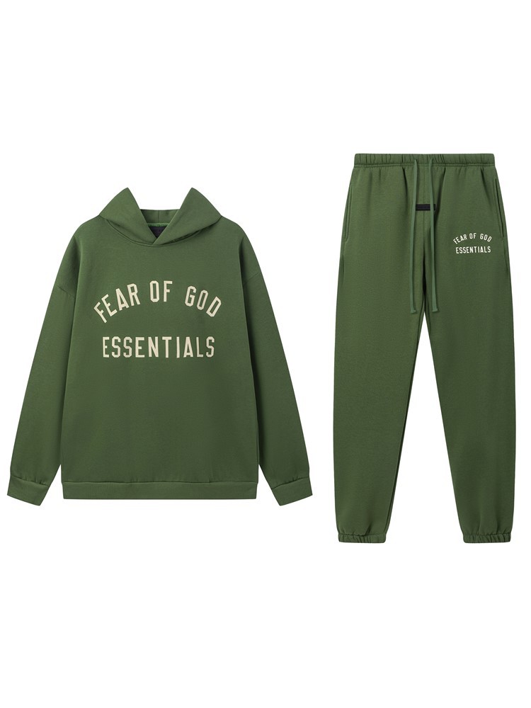 FOG ESSENTIALS Temporada 10 letra impresa otoño invierno camiseta de terciopelo pantalones casuales moda hombre