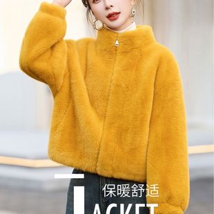 Fur Integrated Short Winter New Thickeneded Outwear Imitation Mink Outwear Plush Stand-Up Collar Fur Loose