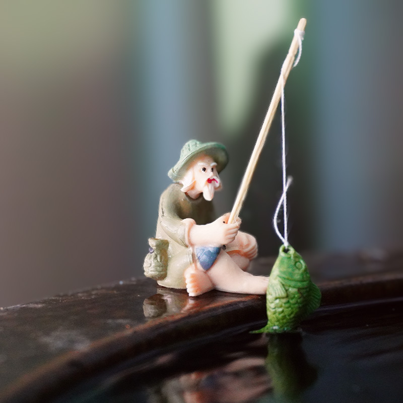 PVC figura pesca weng acuario decoración maceta decoración DIY artesanía micro paisaje paisajismo props jiang taigong