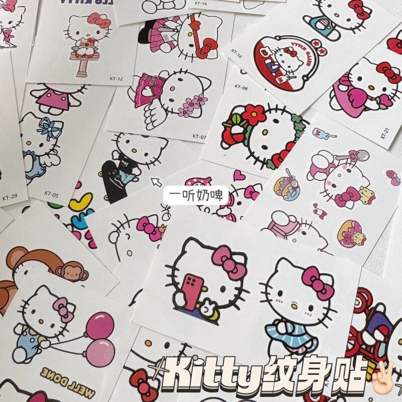 Sanrio Hellokitty Tattoo Stickers Cartoon Cute Girl Student Waterproof Long-Lasting Hello Kitty Tattoo Stickers