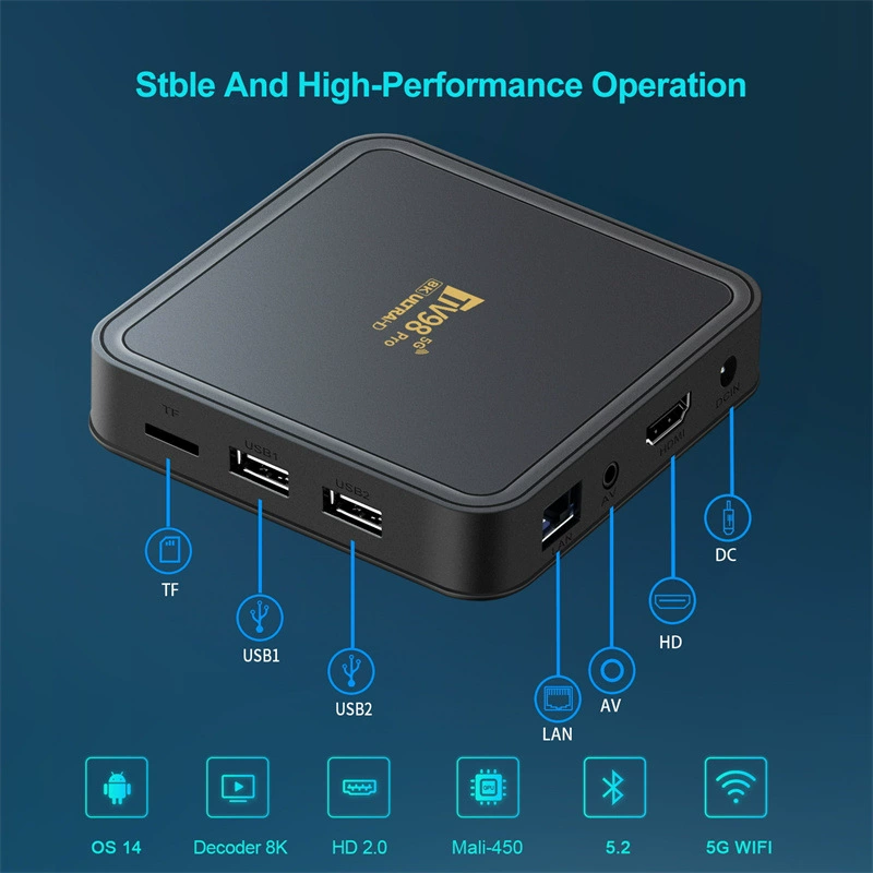 [TV98 PRO ATV 机顶盒 Android14双频5GWiFi蓝牙语音遥控器 tv box]