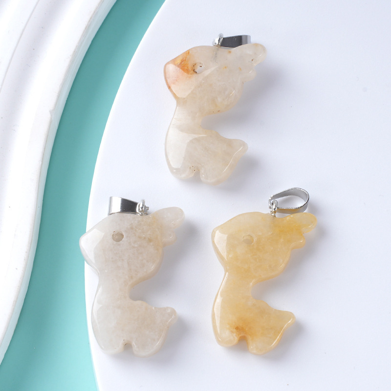 天然玛瑙雕刻小鹿项链跨境圣诞节简约水晶驯鹿饰品吊坠配件礼物厂|undefined