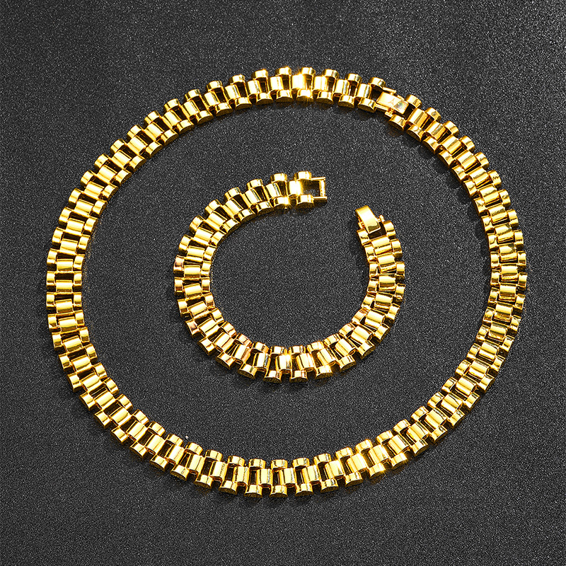 Nei Auerkette, Hip-Hop-Halskette fir Männer, modesch an dominant vergoldet Set, Bijouaccessoiren_voghion.com