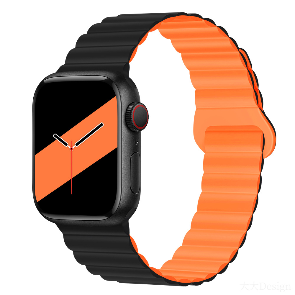 適用iwatchs9ultra1-8世代リンゴ時計バンド磁気吸引時計バンド運動シリコンリンゴ時計バンド