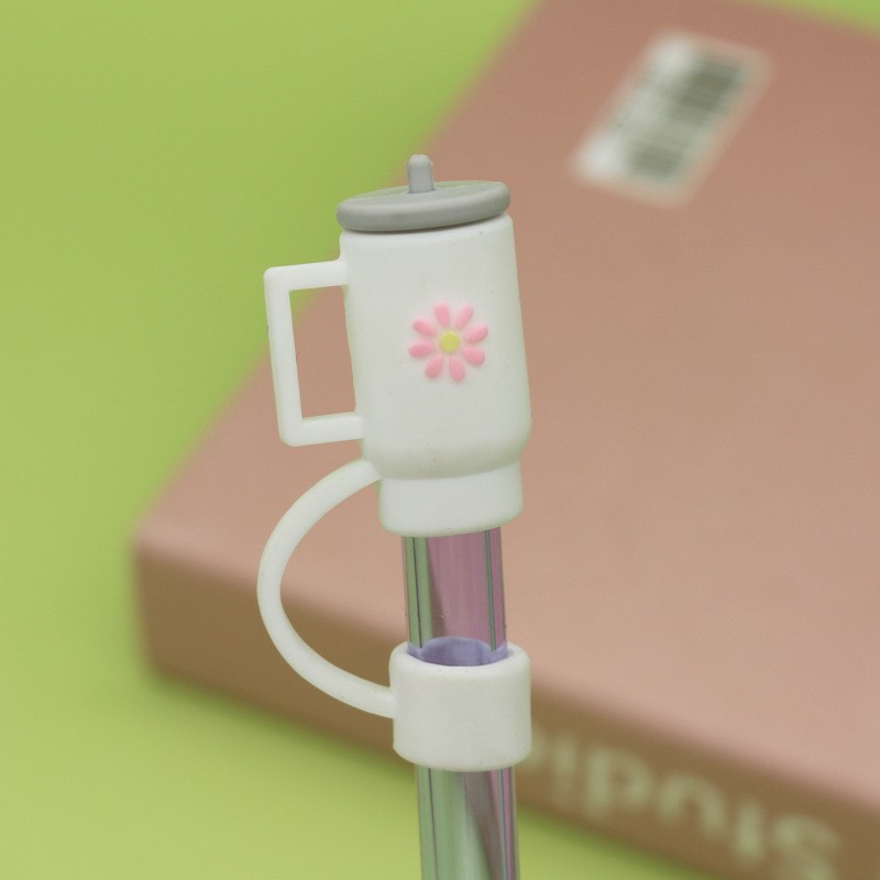 Nueva Tapa de Pajita de 10 mm con Diseño de Dibujos Animados, Linda y Reutilizable, de Silicona Suave, Venta Directa de Fábrica