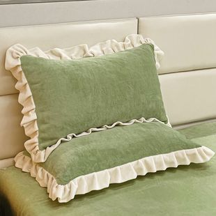 Winter Milk Velvet Pillowcase Thickeneded Pair 48X74 Student Dormitory Lace Pure Color Girls Pillowcase Single