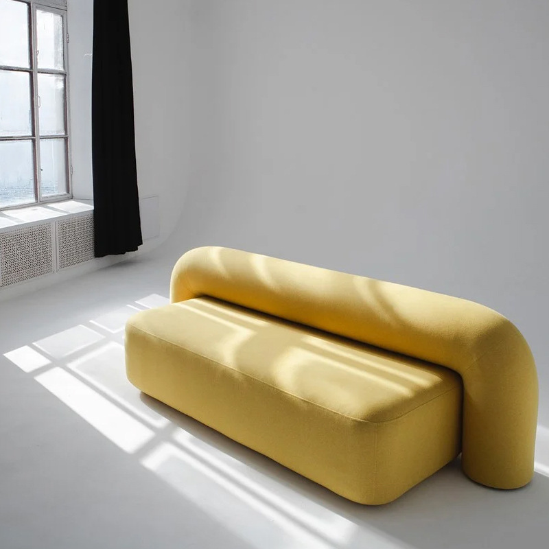 Nordic Minimalist Wabi-Sabi Style Unusual Sofa Italian Inn Shopping Mall Club Creative Bench Luxury Designer Three-Seater