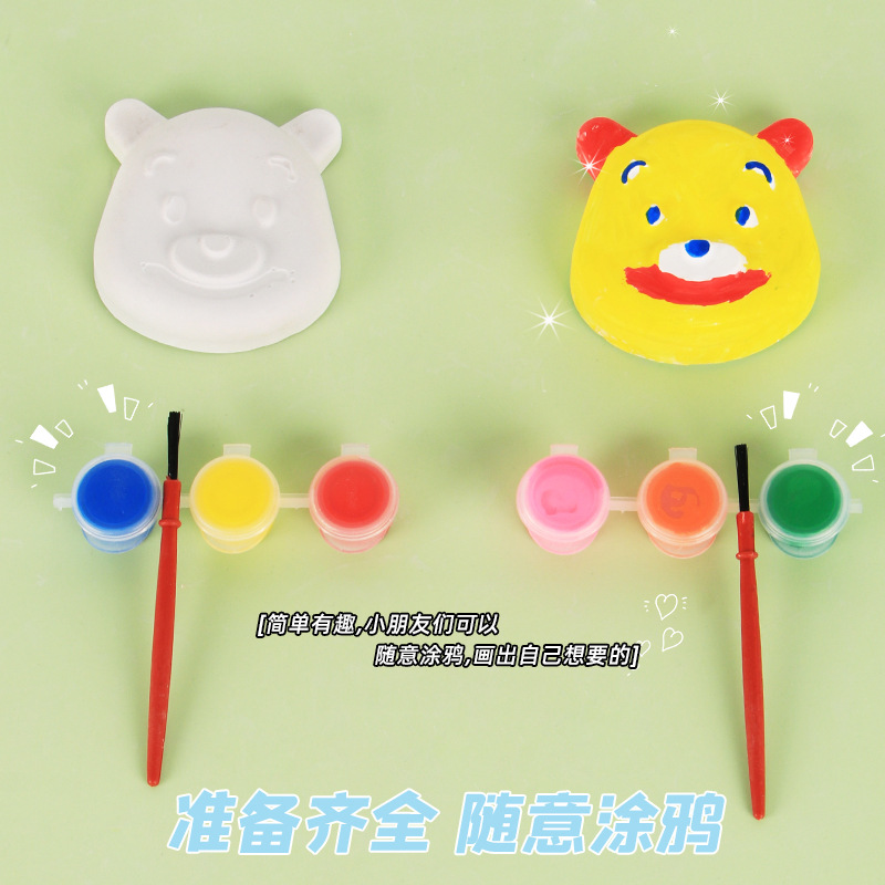 Muñeca de yeso pintada de dibujos animados niños creativos bricolaje molde para colorear hecho a mano graffiti rompecabezas pintura puesto juguetes