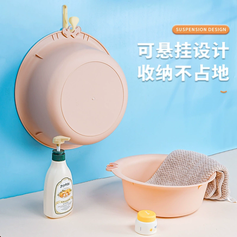 Бытовой пластиковый бассейн Утолщенный круглый детский умывальник для новорожденных Висит портативный пластиковый бассейн для хранения
